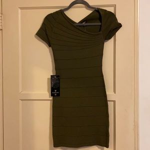 Bebe open back ottoman dress cutout green